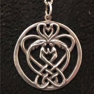 Vintage SAW Sterling Silver Celtic Love Necklace